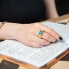 טבעת יציקה כסף:בציפוי זהב ואמייל