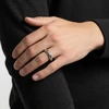 Men's silver textured band ring.
