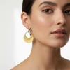 Gold textured half-circle drop earrings.