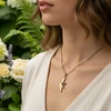 Gold necklace featuring Israel map & menorah pendant.