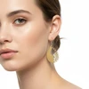 Gold teardrop earrings with filigree detail.