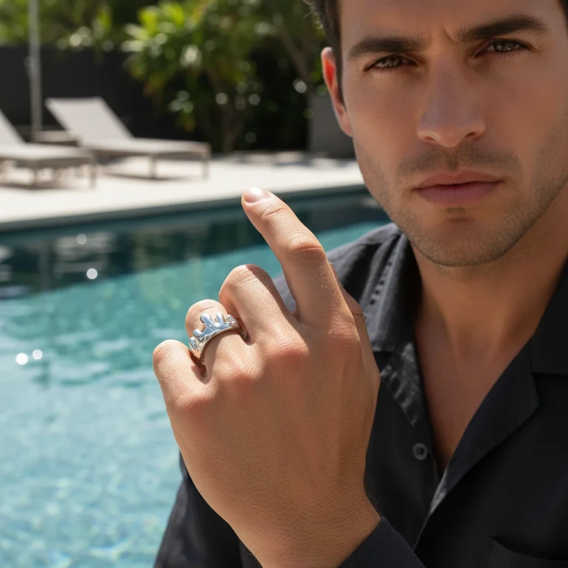 Men's silver crown ring.