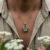 Men's Hamsa hand necklace with Star of David.