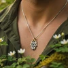 Men's Hamsa necklace with Star of David pendant.