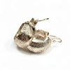 Silver floral hoop earrings