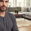 Man wearing henley shirt and beaded bracelets.