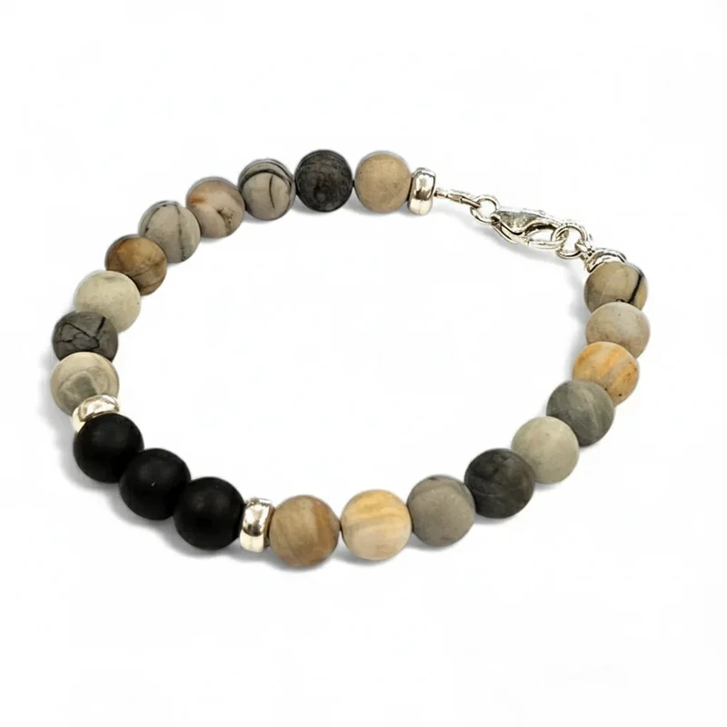 Stone beaded bracelet with silver clasp.
