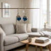 Elegant blue glass & silver dangle earrings.